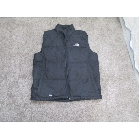 The North Face TNF Nupste 550 Goose Down Full Zip Puffer Vest Black size XL