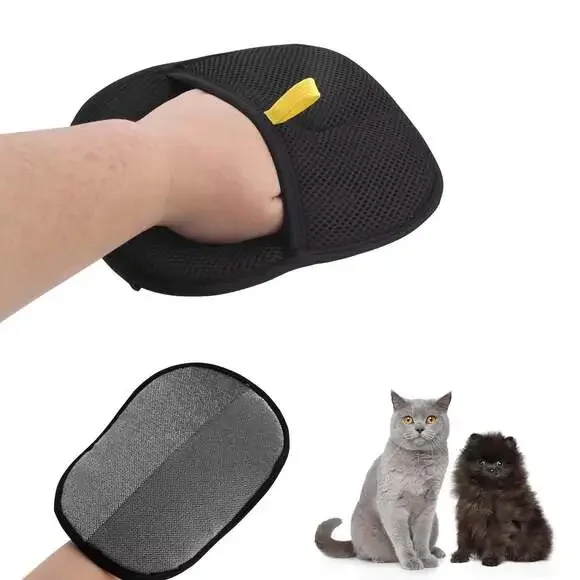 Pet Hair Removal Tool Reusable Static Removal Gloves, Double-Sided Grooming Glov