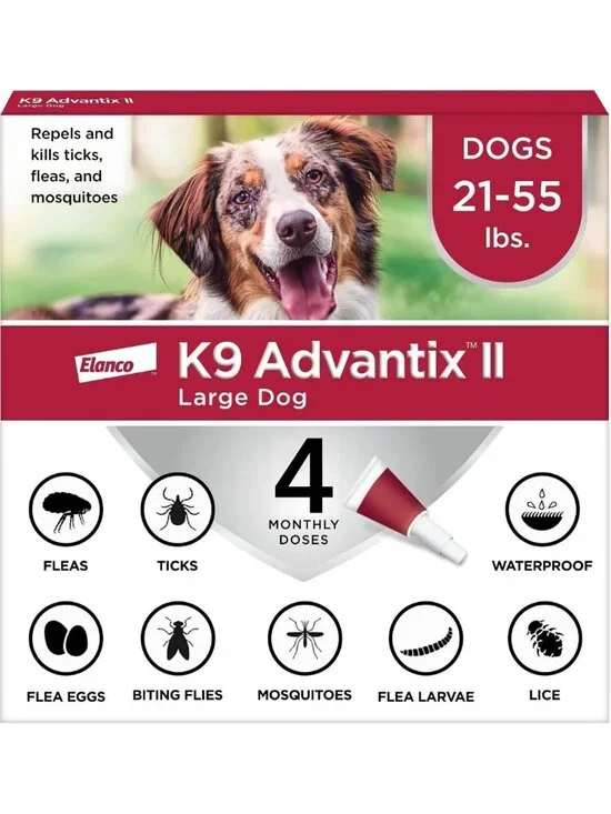 Vet-Recommended Flea, Tick & Mosquito Treatment for Large Dogs 21-55 lbs - 4-Mo