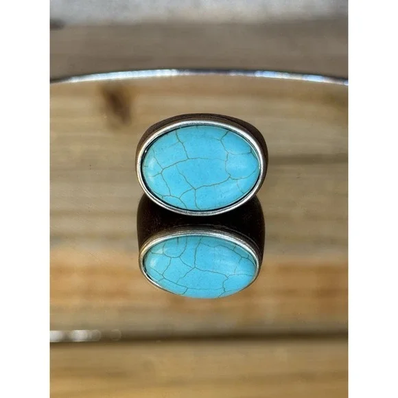 Vintage Beautiful‎ Modernist Mahogany and Turquoise Statement Ring Rare Find