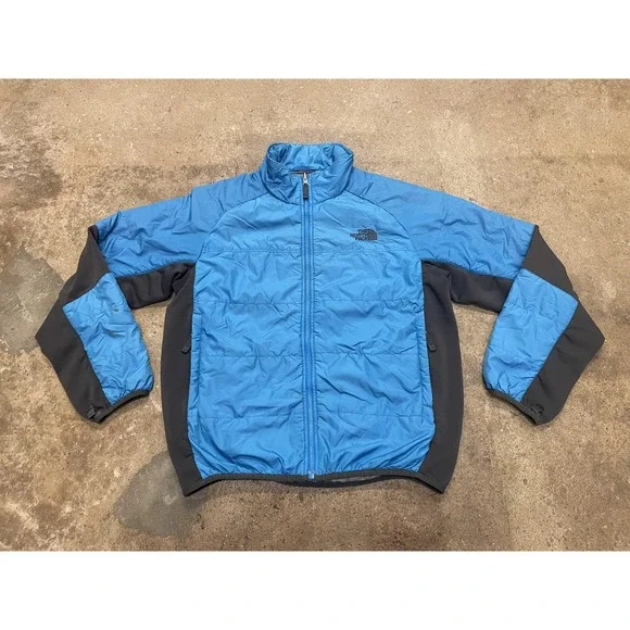 The North‎ Face Jacket Mens Medium Blue Black Quilted Insulated Full Zip Hiking
