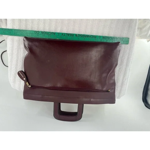 Cambridge‎ Burgundy Leather Portfolio Briefcase Slim Document Carrier Handle Bag