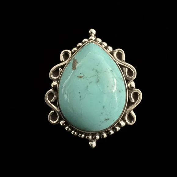 Genuine Turquoise and Sterling‎ Silver Women's Ring