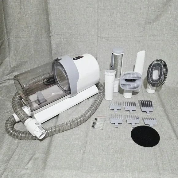 Pet Grooming Vacuum Kit with Clippers, Professional Dog Cat Grooming Tools White