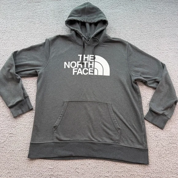 The North Face Mens XL Gray Fleece Hoodie Half Dome Logo Pullover 6169