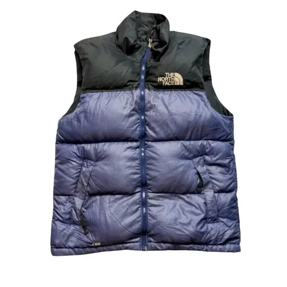 ⁠Pre-owned The North Face Nuptse 700 Down Puffer Vest Men Purple Black Small S