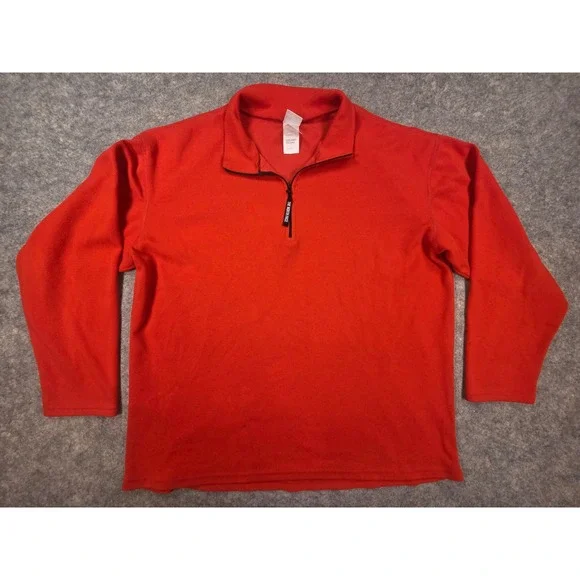 The North Face Mens Red Quarter Zip Fleece Pullover A579 Size XL