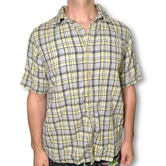 The North Face Men’s Yellow and Gray Casual Button Down Shirt