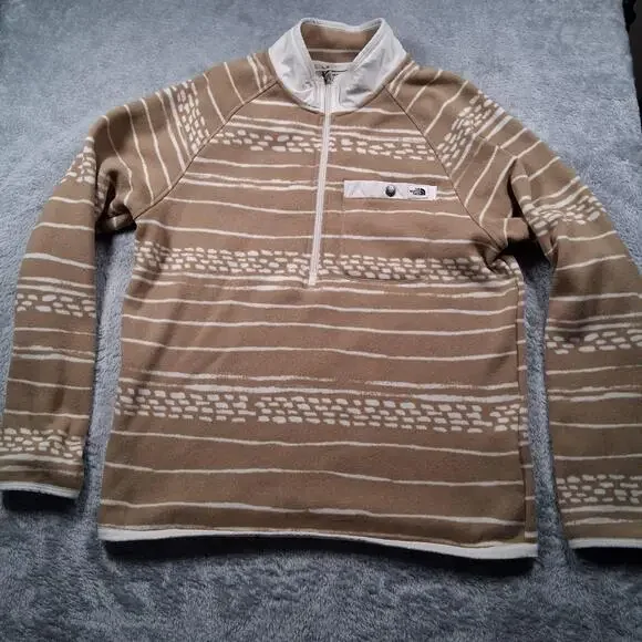 The North Face Gordon Lyons Sweatshirt Mens Large Beige Fleece 1/4 Zip Aztec