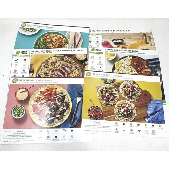 Hello Fresh Recipe Cards Lot Of 14 Assorted Recipes‎ Chicken Pork Beef Cooking