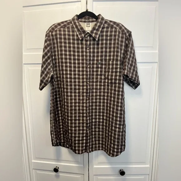 The North Face Plaid Short Sleeve Button Down Shirt Size Mens XL