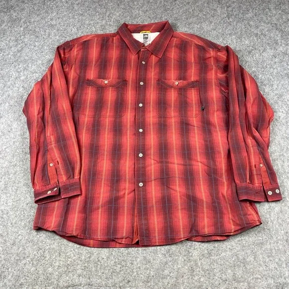 The North Face Mens XXL Red Plaid Long Sleeve Button Down Cotton Shirt