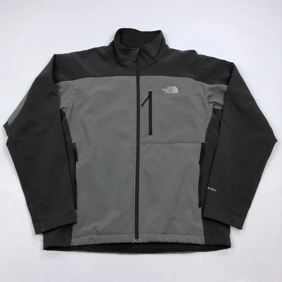 The North Face Apex Bionic Softshell Jacket Mens Large Grey Black Full Zip