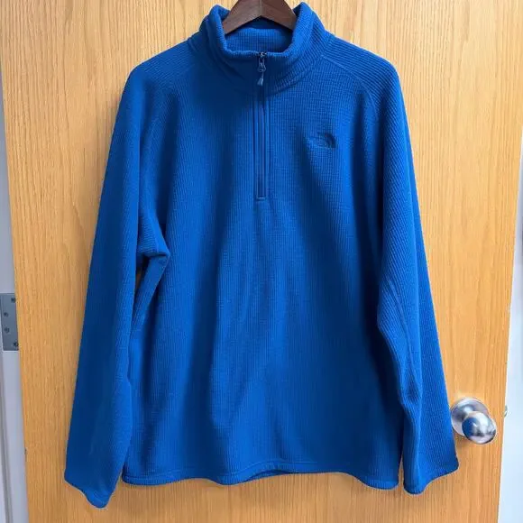 The North Face Blue 1/4 Zip Grid Fleece Pullover Gorpcore Cabincore Camping XL