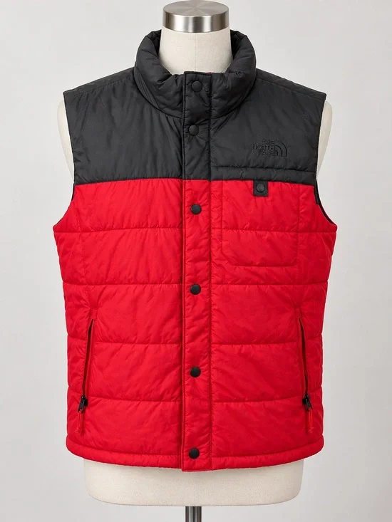 The North Face Red and Black Quilted Puffer Vest