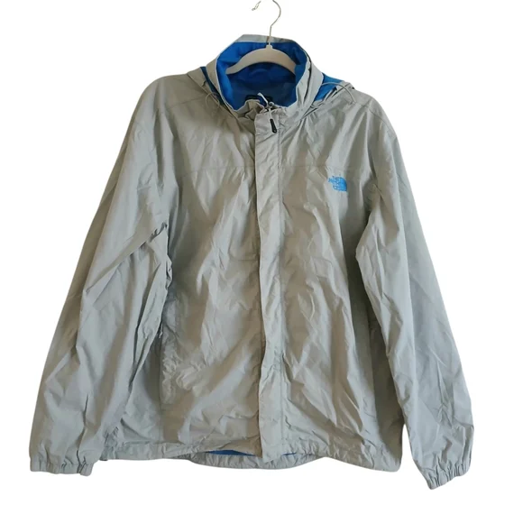 The North Face Resolve Waterproof Windbreaker Men's L Gray/blue Hooded Dry Vent