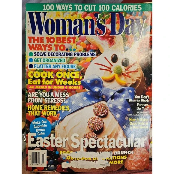 Vintage Woman's Day Magazine April 4 1995 Easter Spectacular Bunny Cake 90s Home