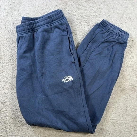 The North Face Sweatpants Mens Large Blue Fleece Drawstring Pocket Joggers Gym