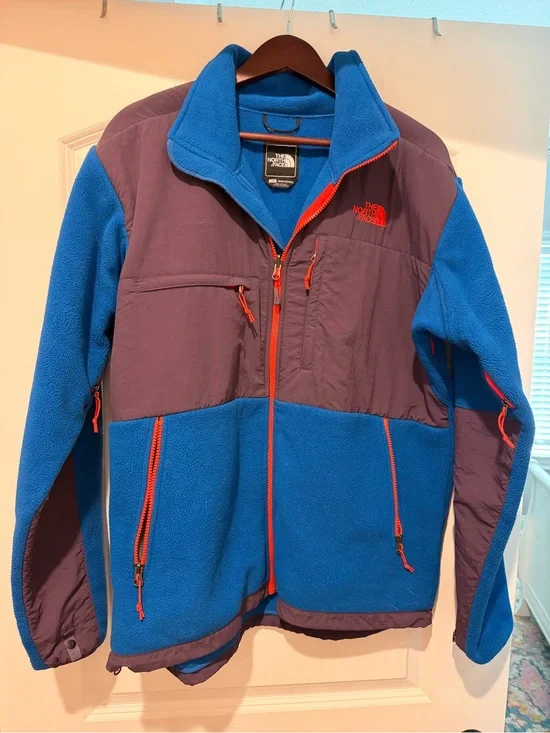 The North Face Blue and Purple Lightweight Fleece Jacket with Orange Accents