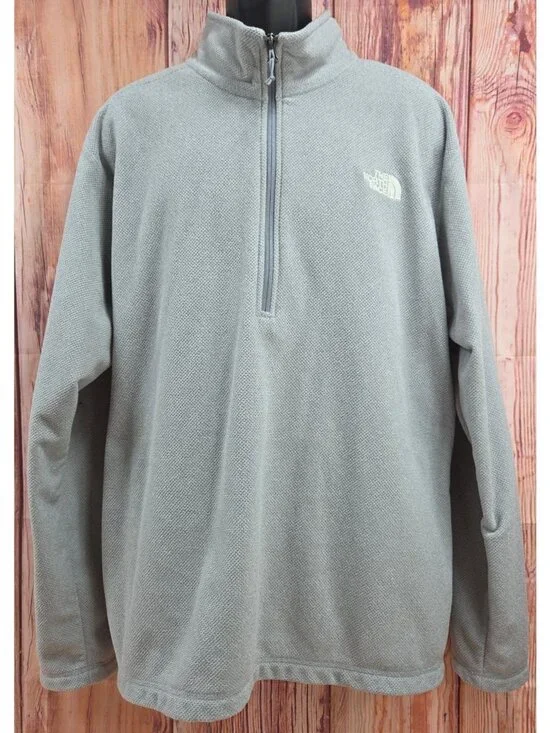 The North Face Gray Textured Fleece 1/4 Zip Jacket Size XXL