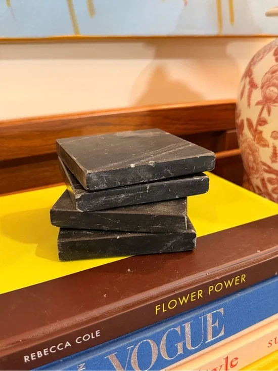 Black Marble Coffee Table Coasters – Classic Stack