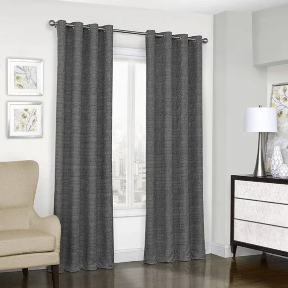 ECLIPSE Trevi Thermal Blackout Single Panel Grommet Curtain Black 52 x 108 NEW
