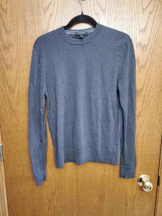 Banana Republic Men's Crewneck Sweater in Charcoal Gray 100% Merino Wool