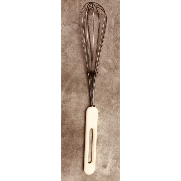 Vintage‎ Bonny Stainless Steel Whisk White Plastic Handle Made In Italy