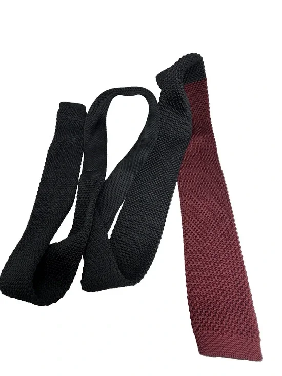Banana Republic Square End Sock Tie Popcorn Knit Burgundy Black Narrow