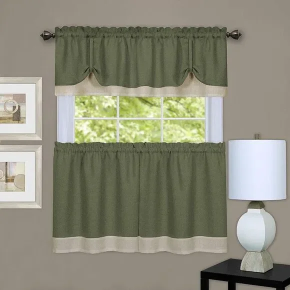 Achim Home Furnishing: Darcy Green Solid Contemporary Window Curtain Panel: 58