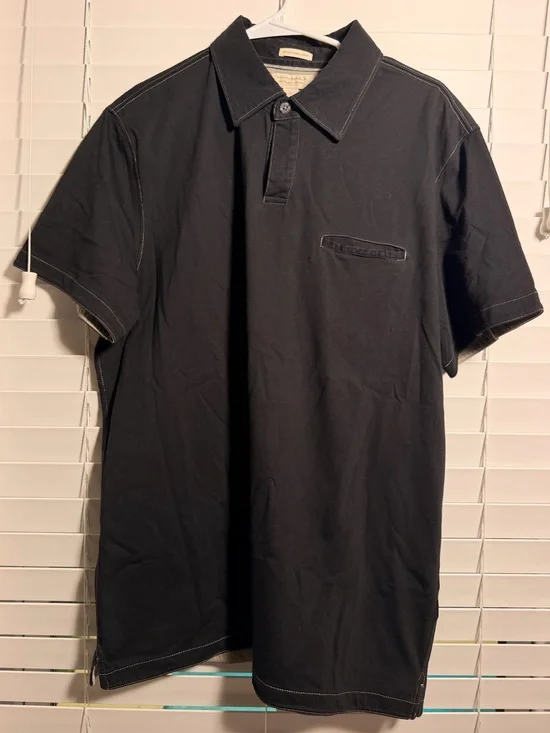 Banana Republic Black Short-Sleeve Polo with Contrast Stitching