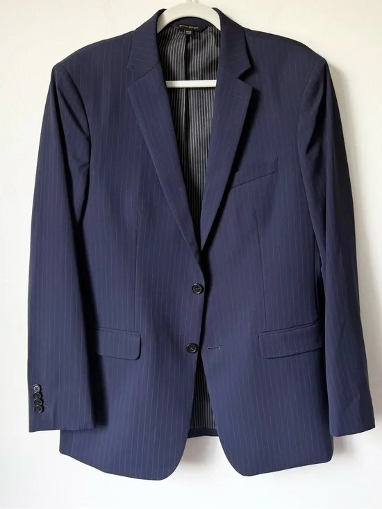 Banana Republic Italy 1836 Marzotto Super 130s Dark Navy Pinstripe Blazer 40 R