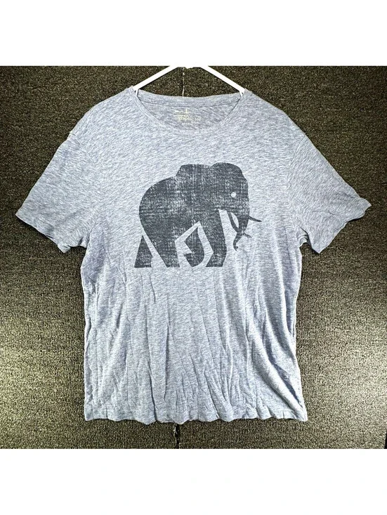 Banana Republic Shirt (L) Gray Elephant Graphic Tee Short Sleeve Mens Heathered
