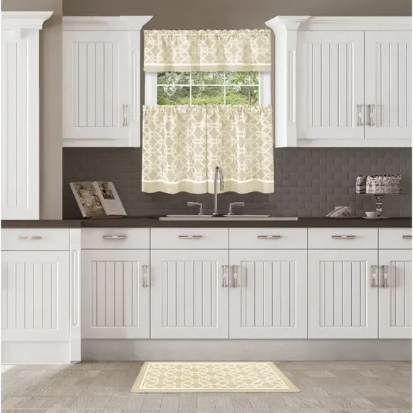 Light Filtering Printed Tier & Valance Window Curtain Set - 58 x 36/58 x 13 -