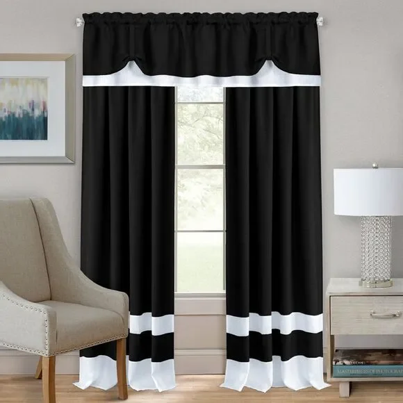Achim Home Furnishings DRTV24BW12 Darcy Window Curtain Tier and Valance Set