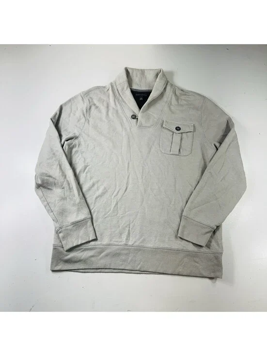 Banana Republic 1/4 Button Sweater Light Gray Mens Size XL