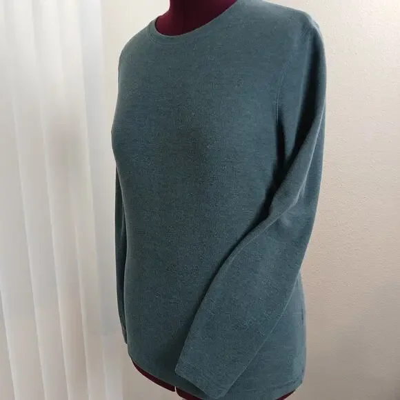 Banana Republic Waffle Knit Thermal Shirt Mens M blue teal long sleeve 359627