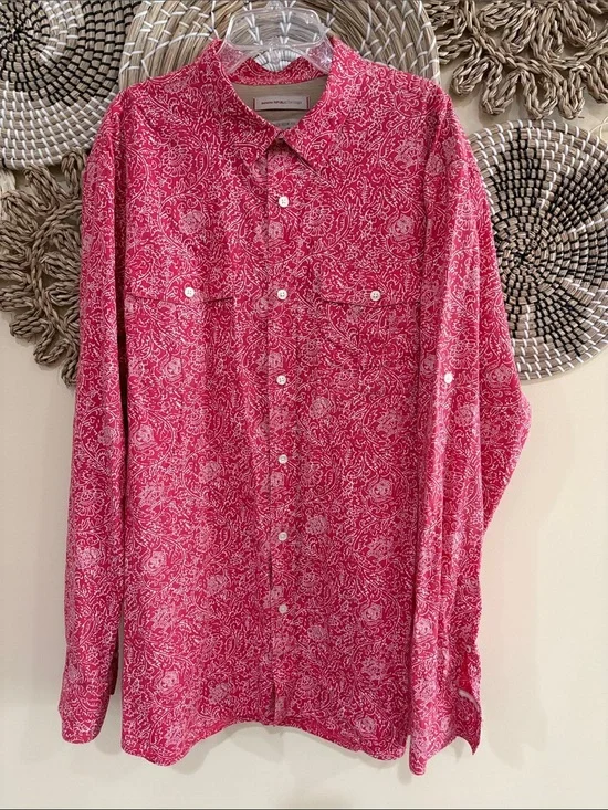 Men's Banana Republic Heritage Button Up Shirt XL Red & white tailored slim fit