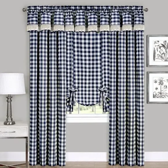 Woven Trends Farmhouse Curtains Kitchen Décor, Buffalo Plaid Valance, Classic