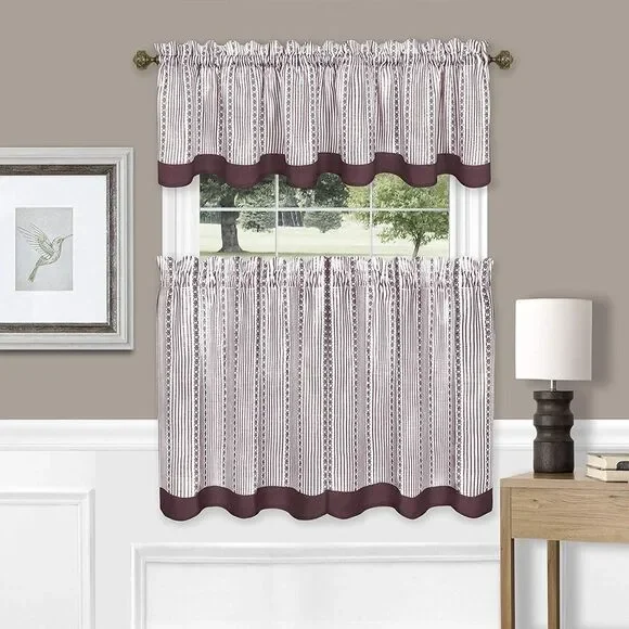 Achim Home Furnishing Westport Window Kitchen Curtains 3-Piece Tier & Valance