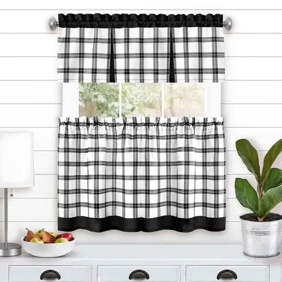 Achim Home Furnishing: Tate Windowpane Plaid Printed Tier & Valance Window
