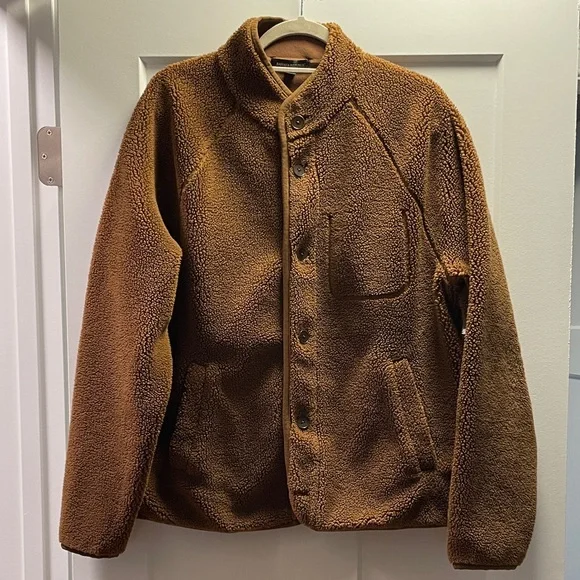 Banana‎ Republic Men's Sherpa Teddy Fleece Button Jacket Brown Size L