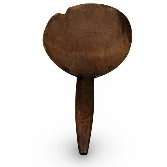 Antique Primitive Hand Carved Wooden Dough Scoop Butter Paddle Rustic Brown 8.5