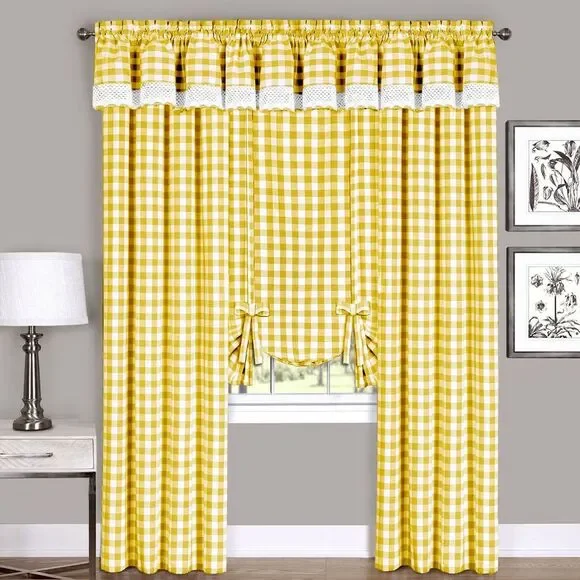 Achim Home Furnishing: Buffalo Yellow Plaid Modern Window Curtain Panel : 58
