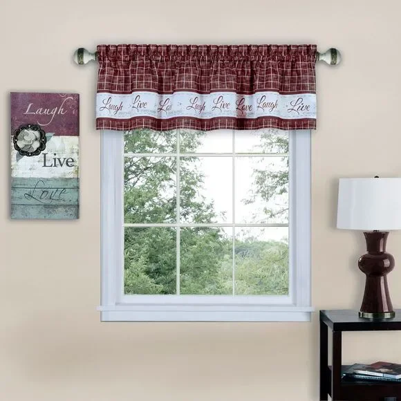 PowerSellerUSA Live, Laugh, Love Curtain Valance for Windows, Premium Buffalo