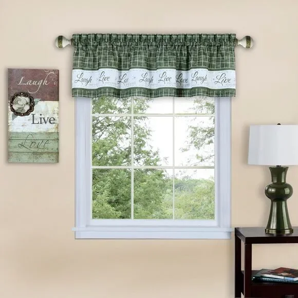 PowerSellerUSA Live, Laugh, Love Curtain Valance for Windows, Premium Buffalo