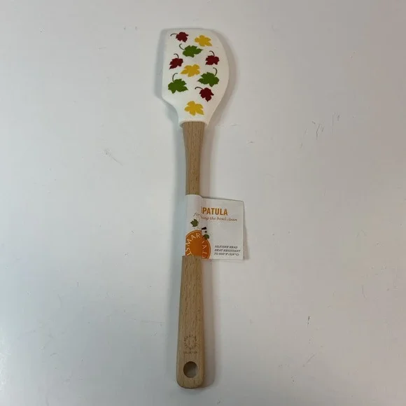 Martha Stewart Collections Silicone Spatula With Wood Handle Fall Leaves NWT