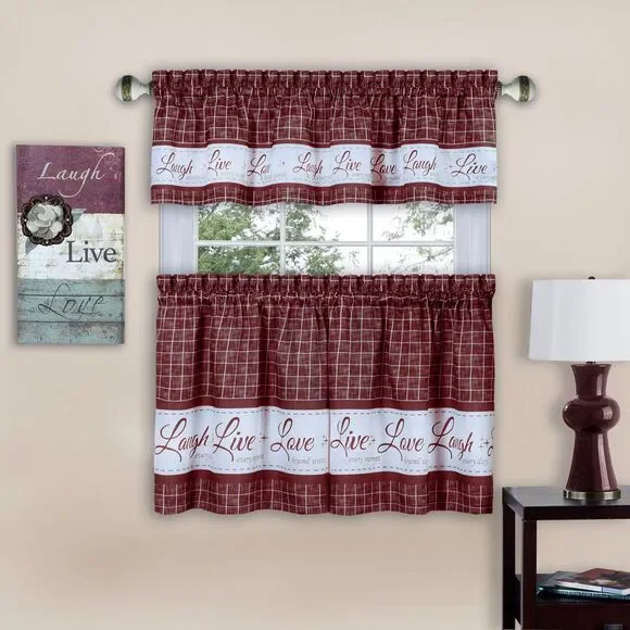 Achim Home Furnishing Live Love Laugh Window Kitchen Curtains Valance - 58