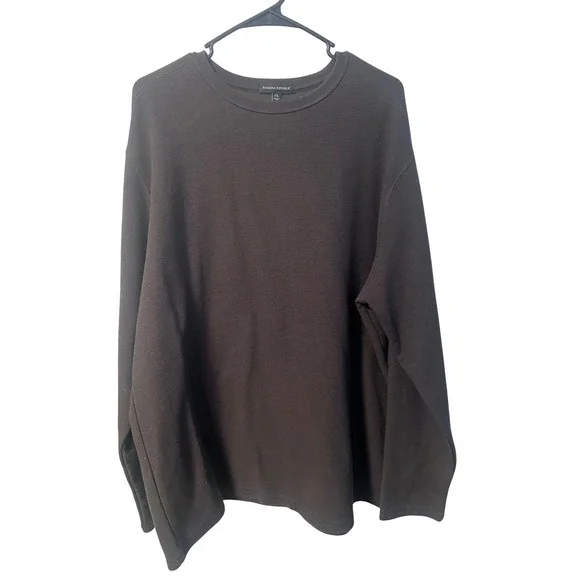 Banana Republic Waffle Knit Pullover‎ Mens XXL Brown Long Slv