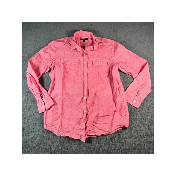 Banana Republic Soft Wash Coral Pink Button Up Shirt Mens XL Long Sleeve‎ Pocket